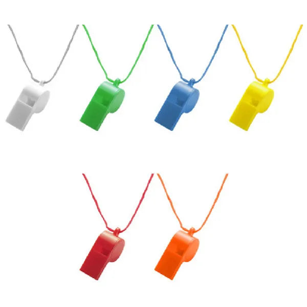 fluitje kunststof met koord diverse kleuren 187060