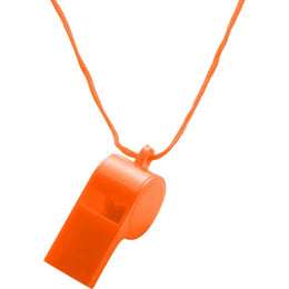 Kunststof fluitje met nylon koord, Oranje - 187060