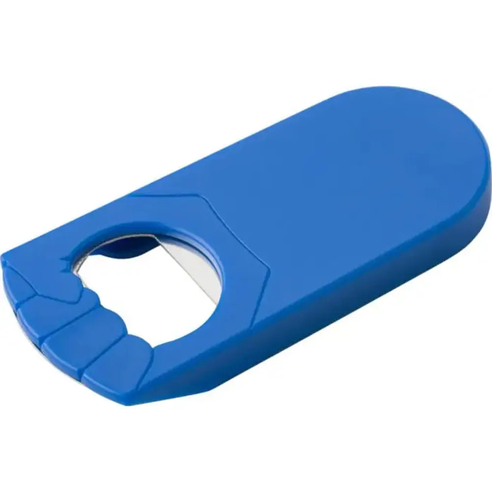 vuistvormige flessenopener stoer en bedrukbaar promotieartikel blauw zijkant 18708984