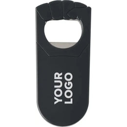 vuistvormige flessenopener stoer en bedrukbaar promotieartikel zwart met logo 18708984