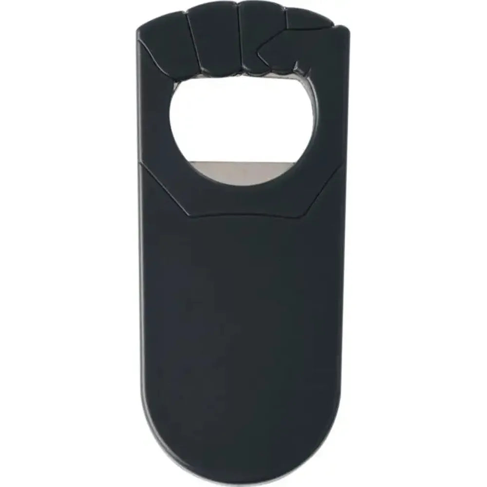 vuistvormige flessenopener stoer en bedrukbaar promotieartikel zwart 18708984