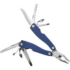 Roestvrijstalen multitool met gekleurde handgrepen en etui - Blauw