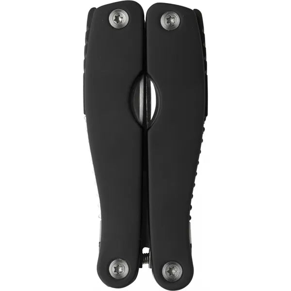 Roestvrijstalen multitool met gekleurde handgrepen en etui, Zwart - 187238
