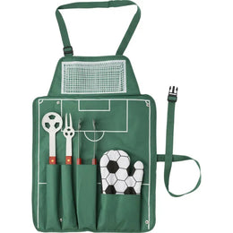Voetbalschort met driedelige barbecue-set sfeerbeeld, Groen - 187400
