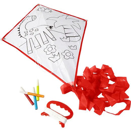 Polyester vlieger om zelf in te kleuren inclusief 4 viltstiften, Rood - 187818