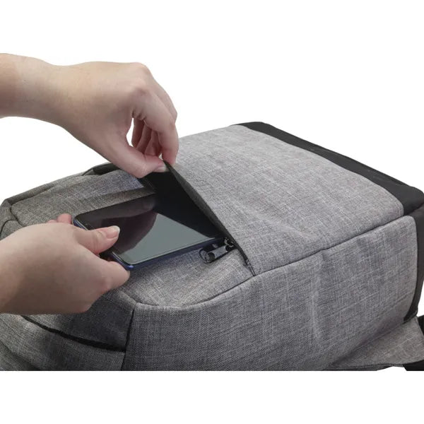 Laptoprugzak met USB-poort en 13 inch laptopvak geopend, Grijs - 187879
