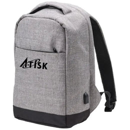 rugtas polyester laptoptas met usb aansluiting  grijs met logo 187879