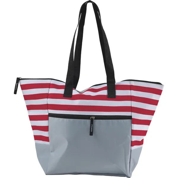 strandtas polyester ritssluiting rood wit 187953