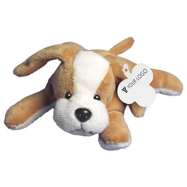 Pluche knuffel hond met label met bedrukking, Bruin - 188053