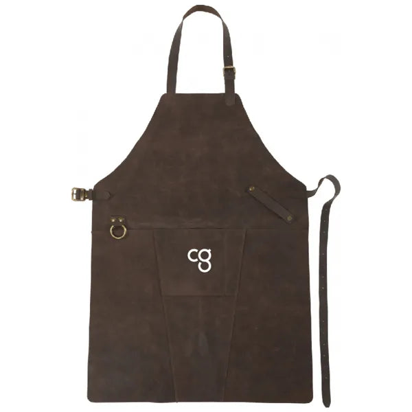 bbq schort splitleder barbecue bruin met logo 188066