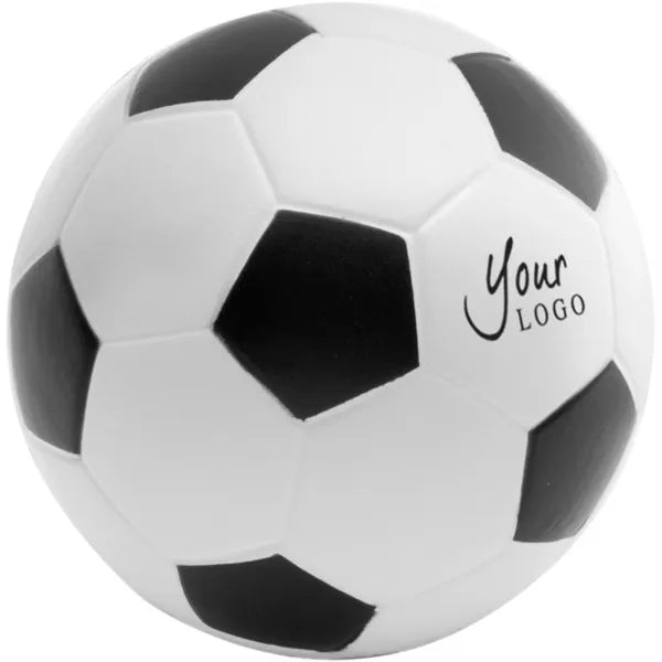 Anti stress bal voetbal PU foam zwart wit logo 188078