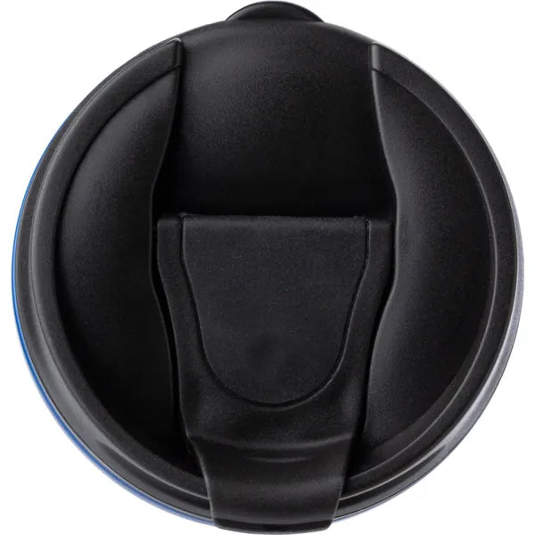 roestvrijstalen mok 325 ml deksel met schuifopening blauw bovenaanzicht 188435