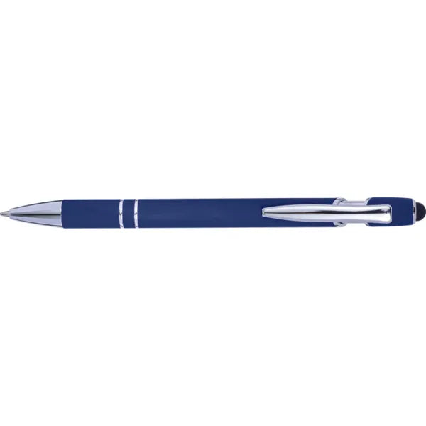 Aluminium balpen met styluspunt, Blauw - 188462