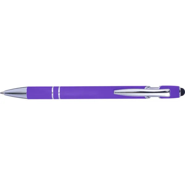 Aluminium balpen met styluspunt, Paars - 188462