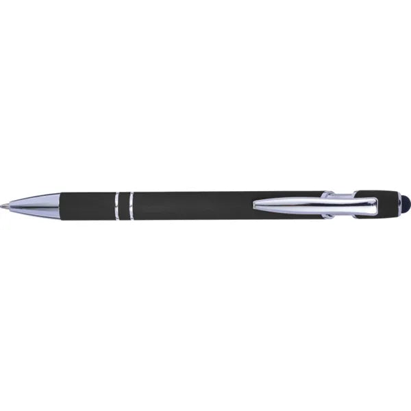 Aluminium balpen met styluspunt, Zwart - 188462