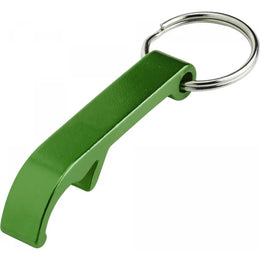 Aluminium flesopener met sleutelhanger, Groen - 188517