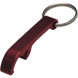 Aluminium flesopener met sleutelhanger, Rood - 188517