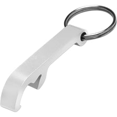 Aluminium flesopener met sleutelhanger - Zilver