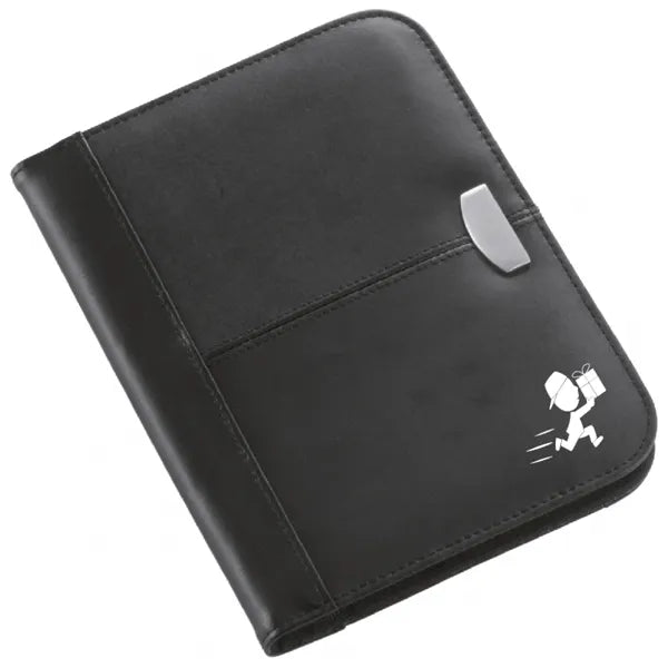 documentenmap a5 leer zwart logo 188613