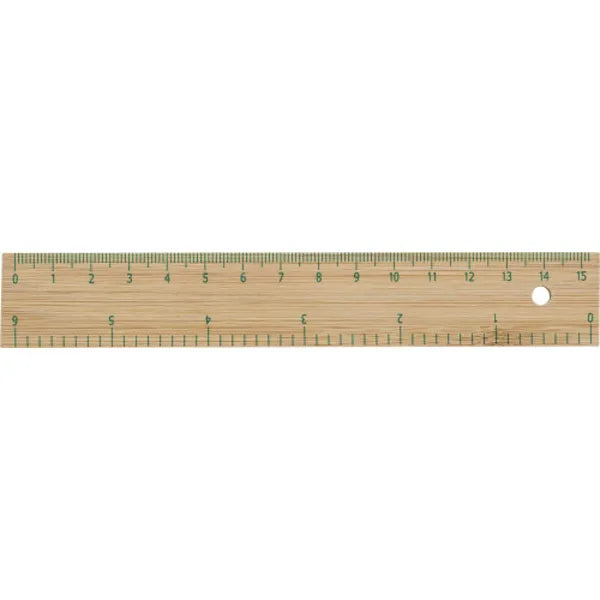 Bamboe liniaal 15 cm met inchverdeling, Bruin - 188930