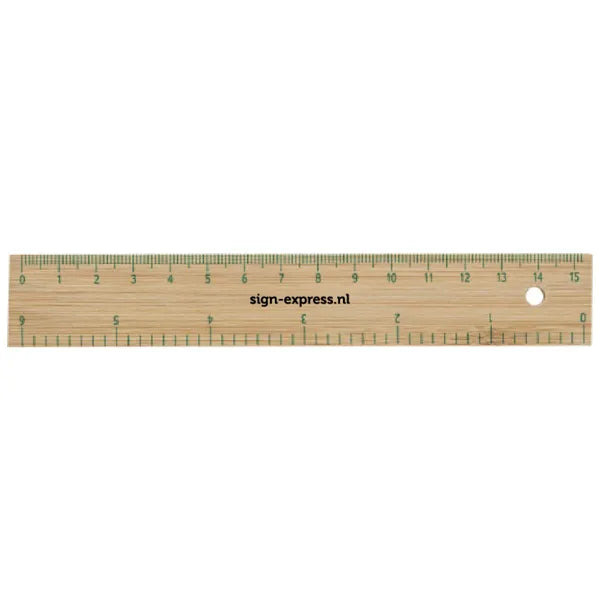 Bamboe liniaal 15 cm met inchverdeling met bedrukking, Bruin - 188930
