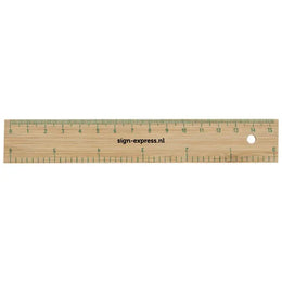 Bamboe liniaal 15 cm met inchverdeling met bedrukking, Bruin - 188930