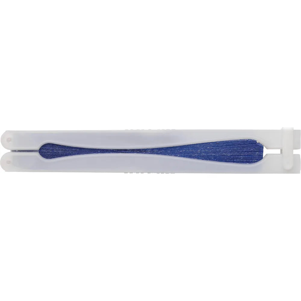 Opvouwbare papieren waaier met wit handvat ingevouwen, Blauw - 189001