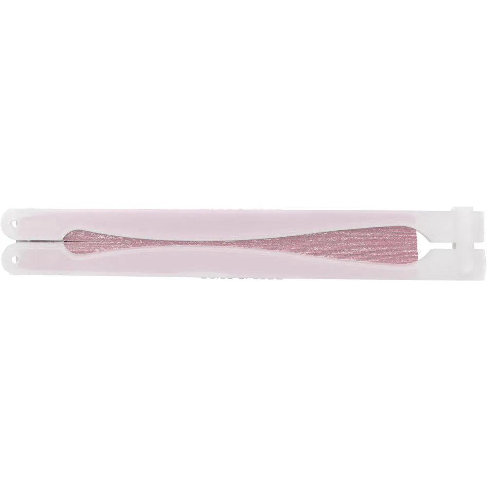 Opvouwbare papieren waaier met wit handvat ingevouwen, Roze - 189001