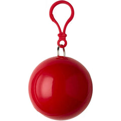 PVC Poncho in Gekleurde Kunststof Bal met Karabijnhaak - Rood