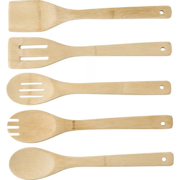 Set van vijf bamboe spatels detail, Beige - 189189