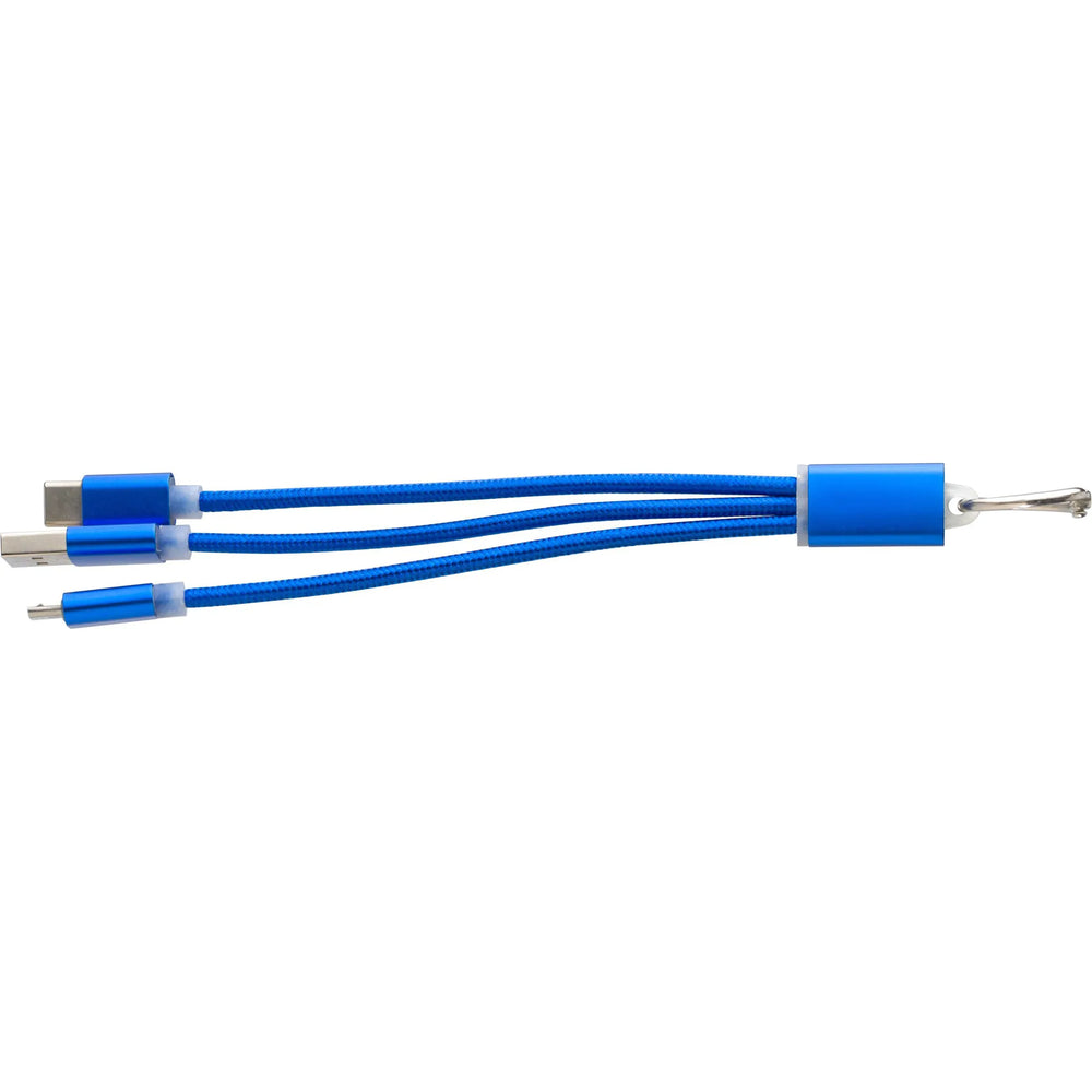 Aluminium kabelset met USB, USB-C en micro USB aansluitingen, Blauw - 189215