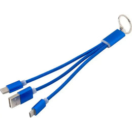 Aluminium kabelset met USB, USB-C en micro USB aansluitingen, Blauw - 189215