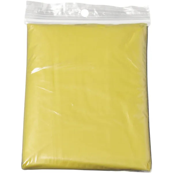 Transparante opvouwbare pe poncho per stuk in polybag in verpakking, Geel - 189504
