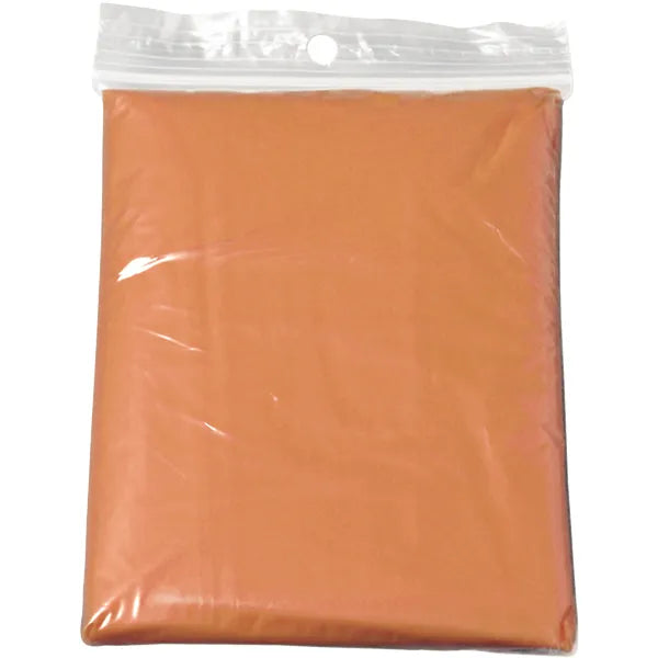 Transparante opvouwbare pe poncho per stuk in polybag in verpakking, Oranje - 189504