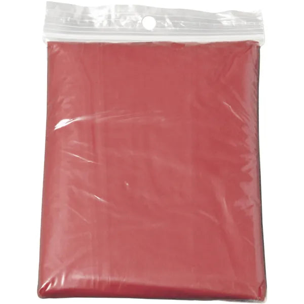 Transparante opvouwbare pe poncho per stuk in polybag in verpakking, Rood - 189504