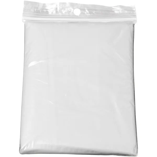 Transparante opvouwbare pe poncho per stuk in polybag in verpakking, Wit - 189504