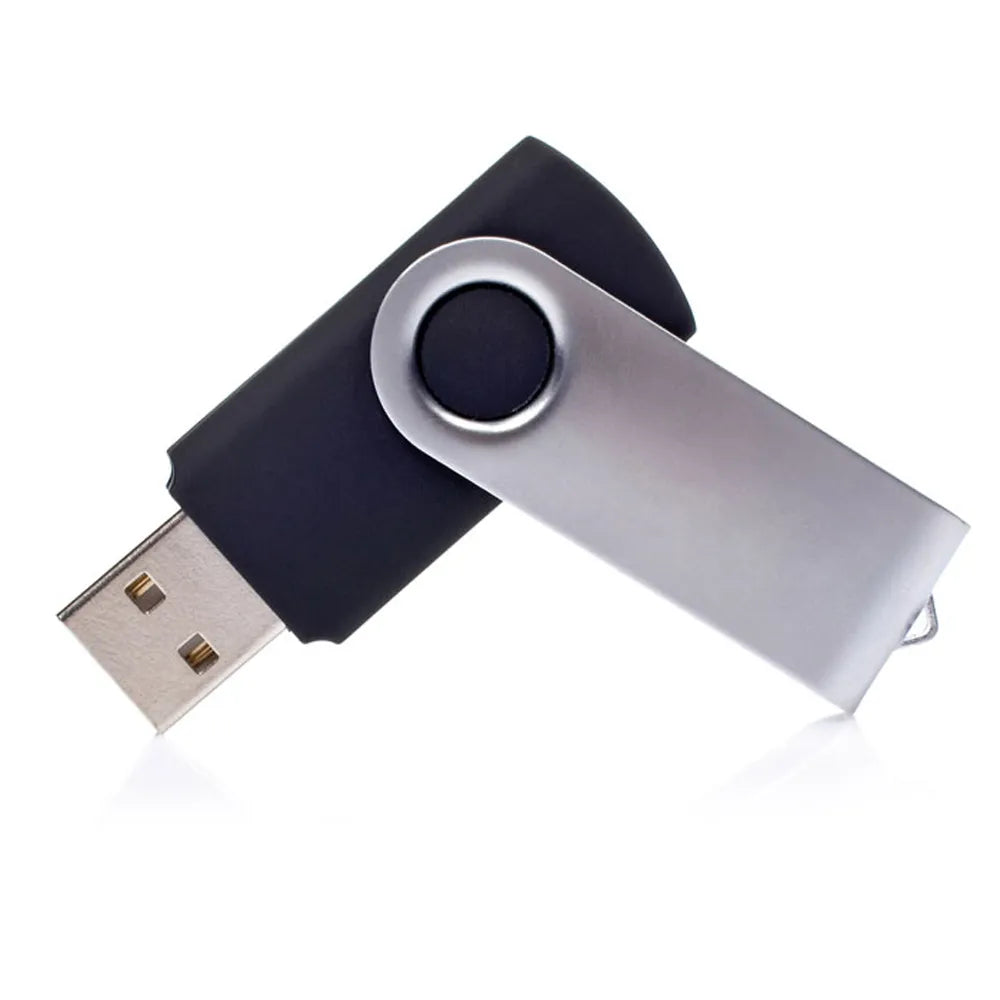 USB-stick 16 GB met metalen draaibehuizing geopend, Zwart - 191001c