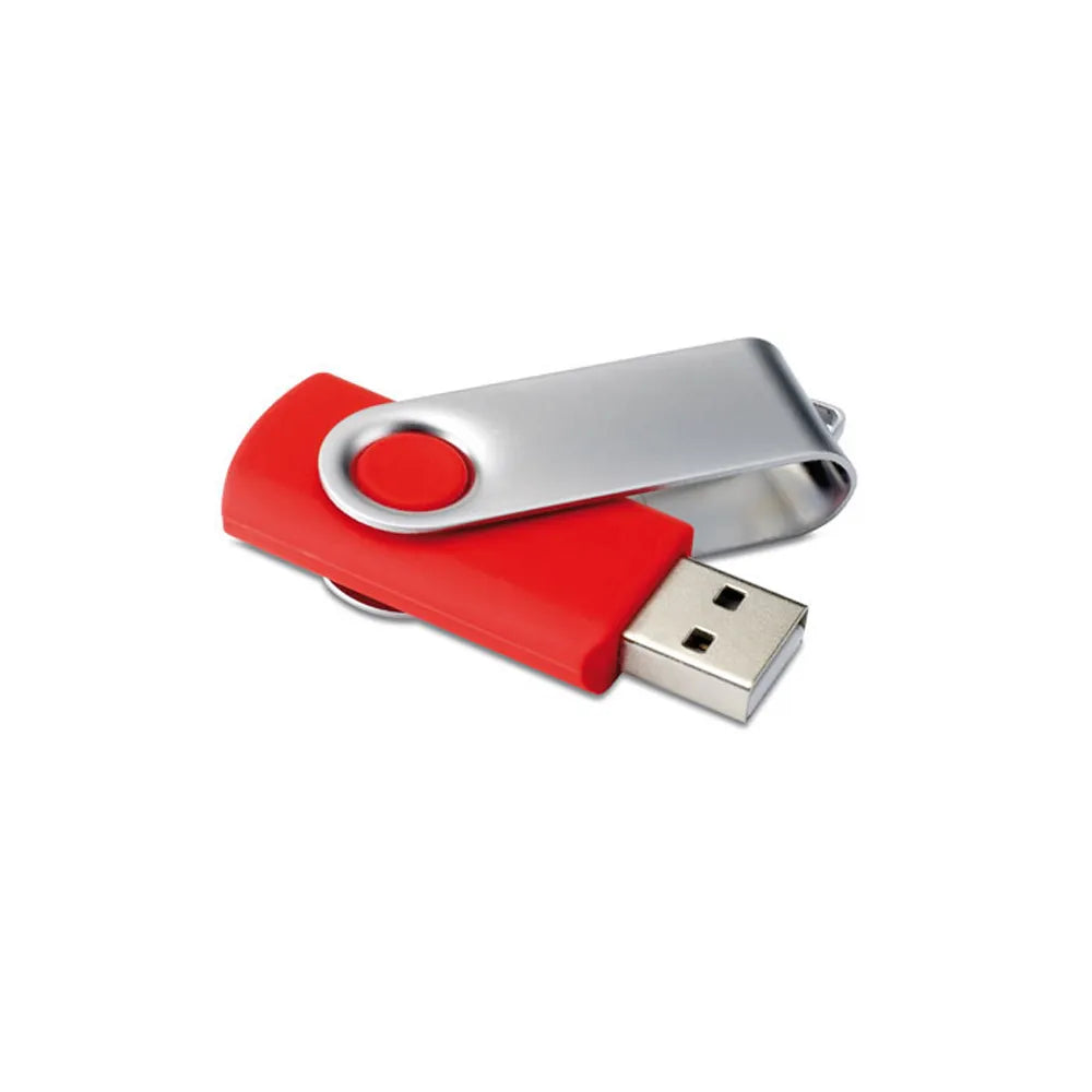 USB-stick 16 GB met metalen draaibehuizing met geopende draaibeugel, Rood - 191001c