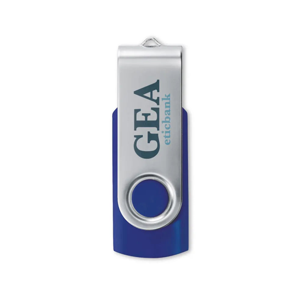 USB-stick 16 GB met metalen draaibehuizing met gesloten draaibeugel en bedrukking, Koningsblauw - 191001c