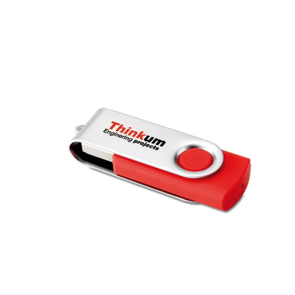 USB-stick 16 GB met metalen draaibehuizing met gesloten draaibeugel en bedrukking, Rood - 191001c