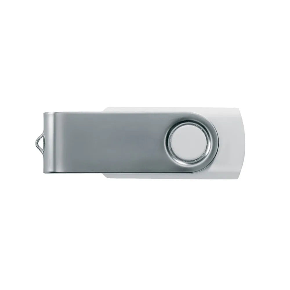 USB-stick 16 GB met metalen draaibehuizing met gesloten draaibeugel, Wit - 191001c