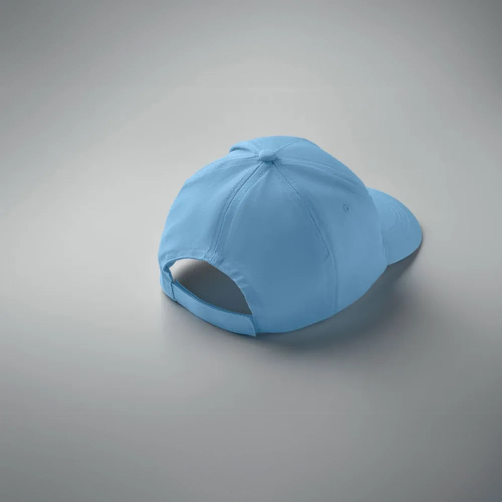baseball cap van katoen met klittenband sluiting licht blauw sfeer foto achterkant 191447