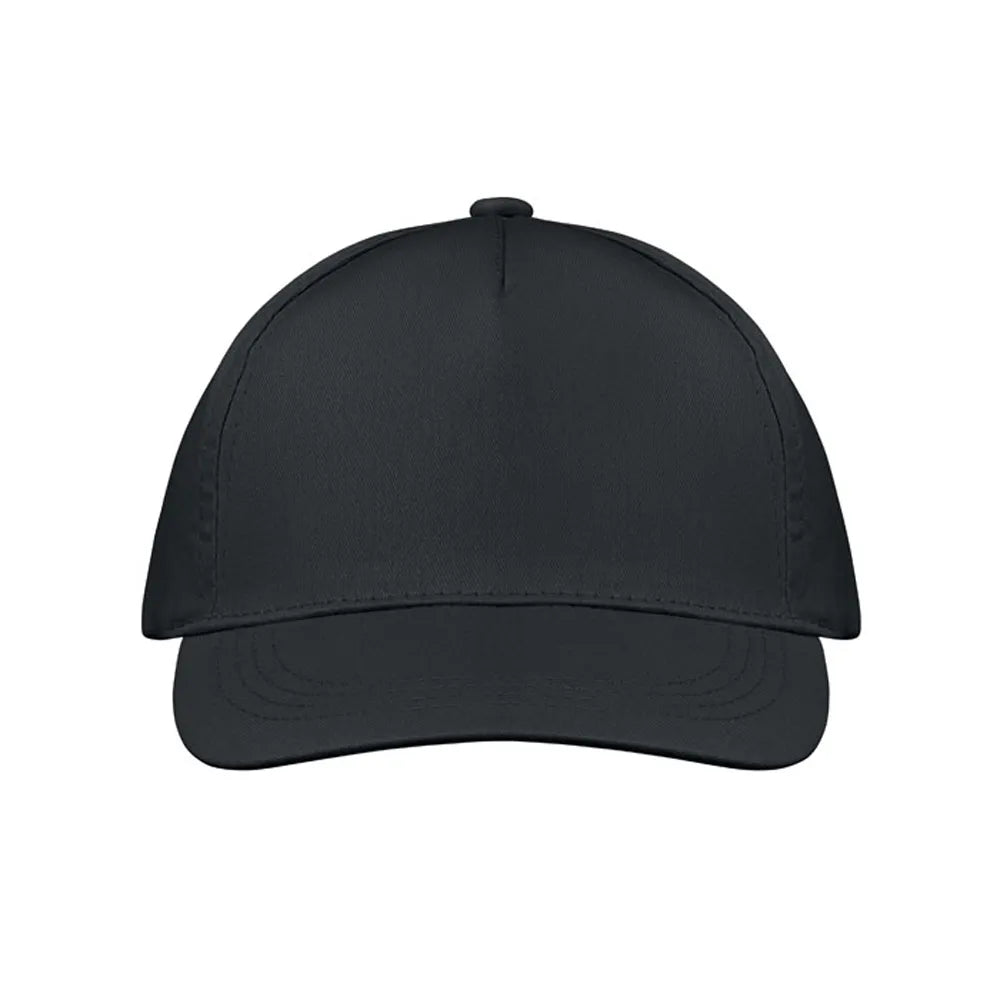 Baseballcap van katoen met klittenbandsluiting voorzijde, Zwart - 191447