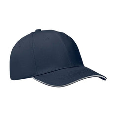 Geborstelde Katoenen Cap met 6 Panelen - Navy Wit