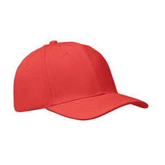 Geborstelde Katoenen Cap met 6 Panelen - Rood