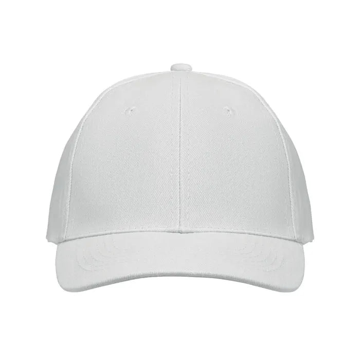 geborstelde katoenen cap met 6 panelen wit voorkant 191464