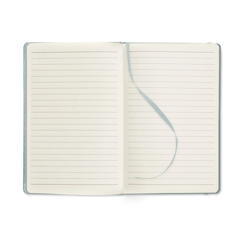 A5-notitieboek met gelinieerde pagina’s opengeslagen met leeslint, Crème - 191804