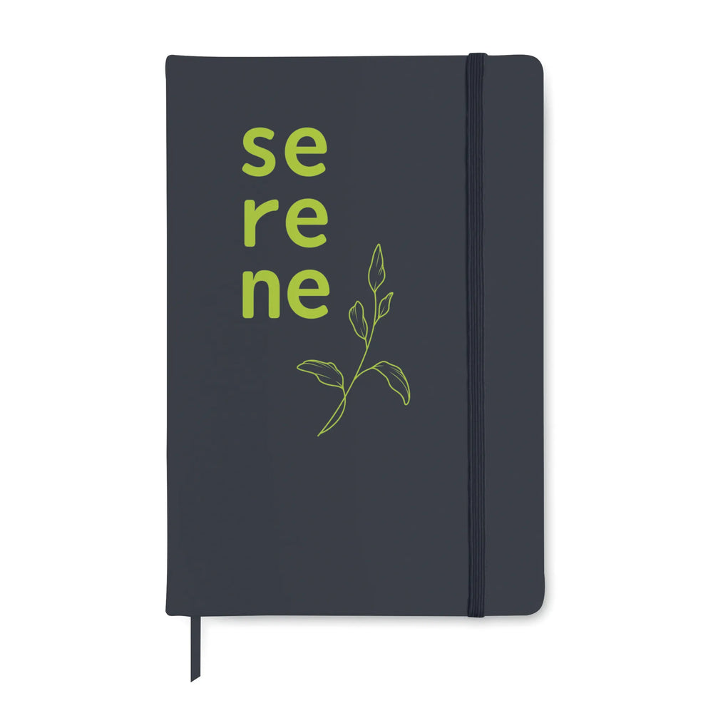 A5 notitieboek met harde PU kaft gerecycled papier, 192 pagina's met bedrukking, Marineblauw - 191804