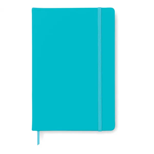 A5 notitieboek met harde PU kaft gerecycled papier, 192 pagina's, Turquoise - 191804