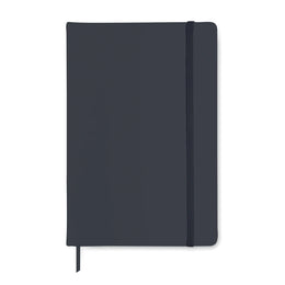 A5 notitieboek met harde PU kaft gerecycled papier, 192 pagina's voorzijde met elastieksluiting, Marineblauw - 191804